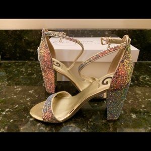 G by Guess Shantel Chunky Heel Glitter Shoes